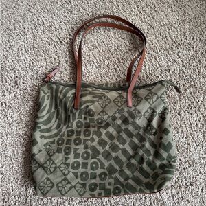 Sonoma Geometric Olive Tote Bag